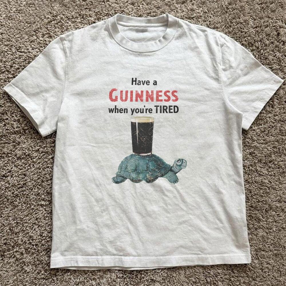 White Guinness Beer Turtle Tee